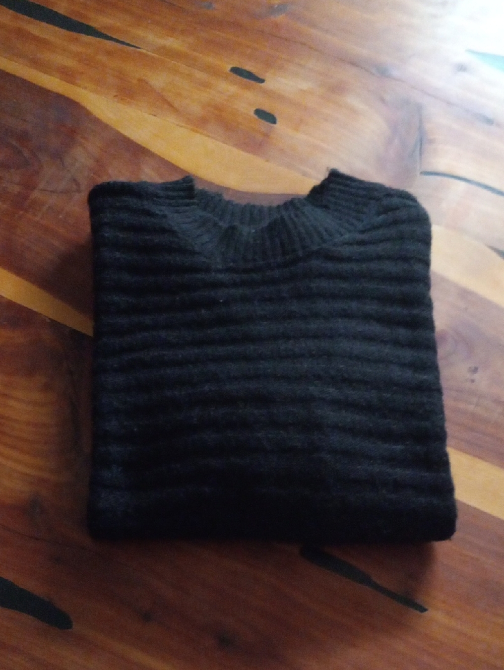 Style & Co. Black Ribbed Crewneck Sweater